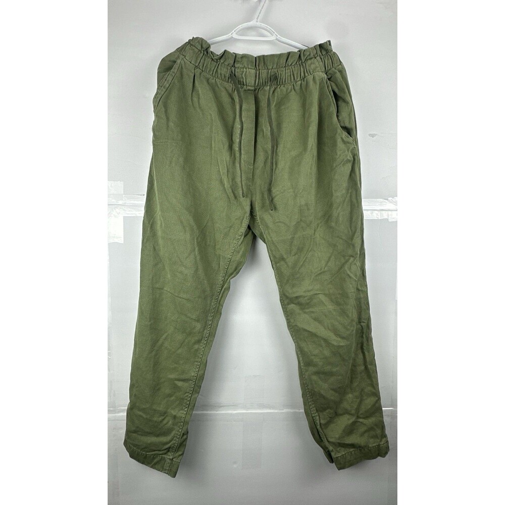 Zara Olive Green Cargo Jogger Pants Size L Drawstring Elastic Waist Pockets